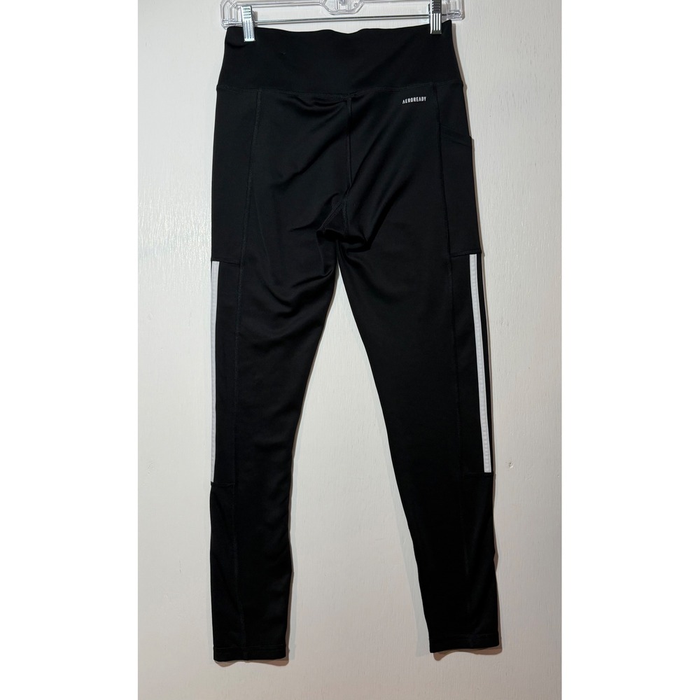 Adidas Primegreen Aeroready Leggings Black White 3-Stripe Pocket Tights Womens M - Picture 6 of 8